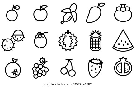 Simple Outline Variety Fruit Icon On Stock Vector (Royalty Free ...