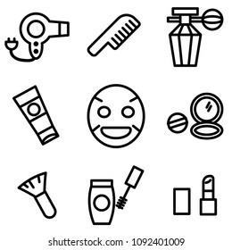 Simple outline of variety make up icon on white background