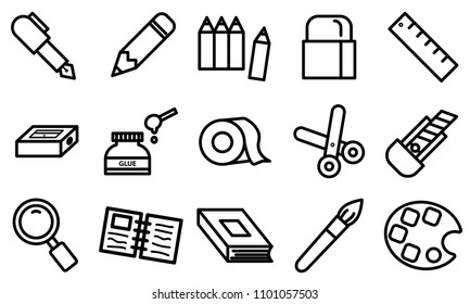 Simple outline of variety stationery icon on white background