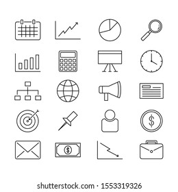 Simple outline vector business icons for web