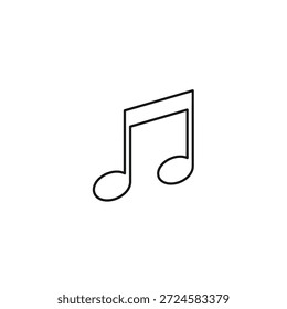 Simple outline vector drawing of beamed eighth notes musical symbol sign isolated on transparent background flat aesthetic graphic element
