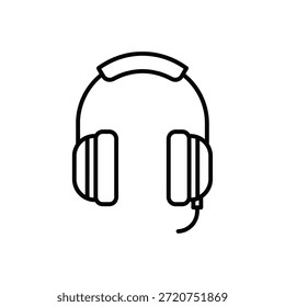 Dibujo de Vector de contorno simple de auriculares de comunicación con micrófono para Servicio al cliente Asistencia técnica call center chat en línea audio