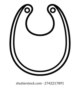Simple Outline Vector Icon of a Baby Bib for Feeding Time Protection