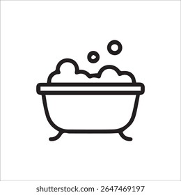 Icono de Vector de contorno simple de una bañera con burbujas, perfecto para representar la higiene, la relajación, los tratamientos de spa y los conceptos generales de baño o bienestar.
