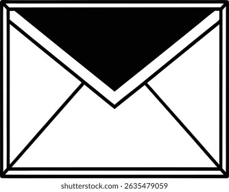 Simple outline vector icon of a mail envelope, perfect for user interfaces, web design, messaging apps, and mobile applications. Clean and modern design in black and white, EPS-compatible, isolated on