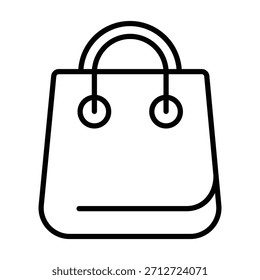 Icono de Vector de contorno simple de un bolso de compras, perfecto para el comercio electrónico, tiendas minoristas y diseños de App de compras.
