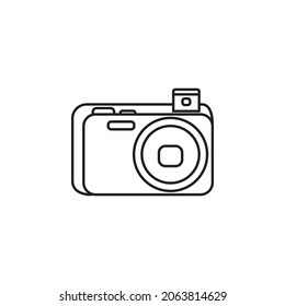 Simple outline vector illustration line art camera icon illustration . Isolated on white background.