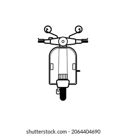 Icono de ilustración de línea de dibujo simple de contorno vectorial, ilustración de icono de scooter . Aislado sobre fondo blanco.
