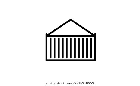 Simple outline vector illustration of a metal cargo shipping container for logistics and freight industry.