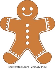 Simple outline vector illustration of a traditional Gingerbread Man cookie figure Ideal for Christmas holiday designs recipe blogs greeting cards or festive decorations