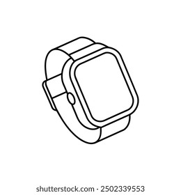 Simple outline vector illustrations of fitness trackers and hand watches on a white background.