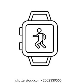 Simple outline vector illustrations of fitness trackers and hand watches on a white background.