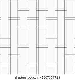 Simple outline vector seamless pattern. Pattern with thin lines. Regular repeating geometric elements. Black geometric grid isolated on white background.