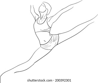 Simple outline vector silhouette dancing girl ballerina