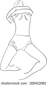 Simple outline vector silhouette dancing girl ballerina
