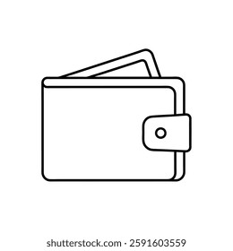 a simple outline of a wallet, typically used to represent payment, financial transactions, or savings