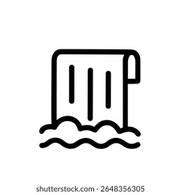Simple Outline Waterfall Icon Design Cascade Stream River Landscape Illustration