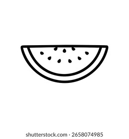 Esquema simple de una rodaja de sandía con semillas de fruta