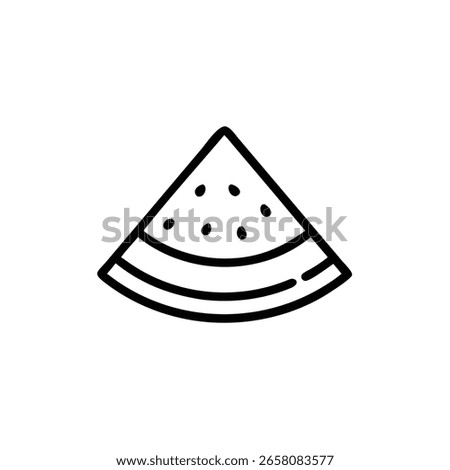 Simple outline a watermelon slice with seeds rind fruit food
