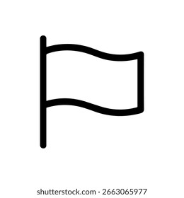 Simple Outline Waving Flag Symbol on Pole Icon for Location