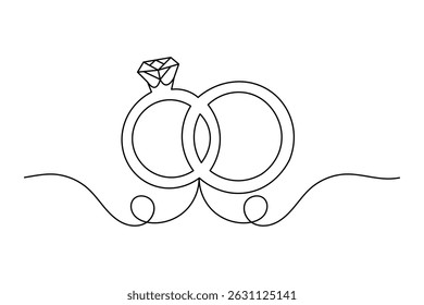 Simples esboço da ilustração do anel de casamento 