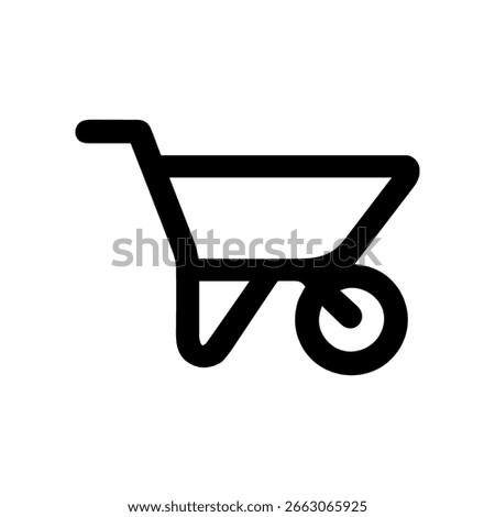 Simple Outline Wheelbarrow Line Icon Illustration Minimalist Agriculture Equipment