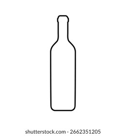 Botella de vino de contorno simple aislada en blanco
