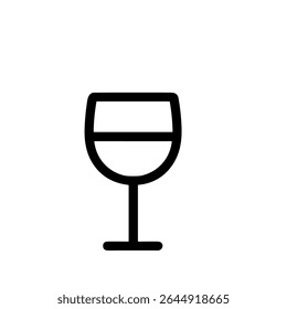 Simple Outline Wine Glass Icon with Short Stem Drinkware Symbol