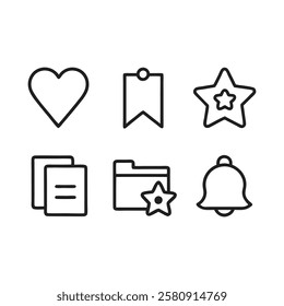 Simple Outline Wishlist and Favorites Icons for Online Shoppers