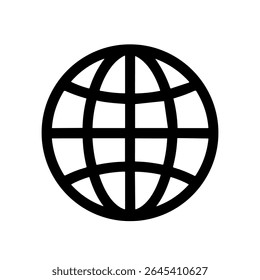 Simple Outline World Globe Grid Continent Geography Sphere Icon Symbol