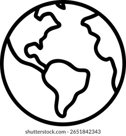 Um simples esboço do globo mundial, mostrando continentes. Um ícone gráfico vetorial para geografia e viagem. 100