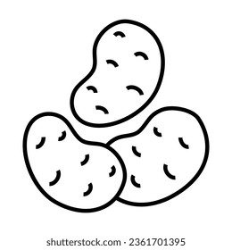 Simple outline of young potato tubers vector icon. Black line drawing or cartoon illustration of ripe vegetable isolated on white background. Healthy food, harvest, agriculture concept