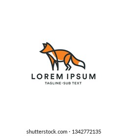 A simple outlined abstract fox logo flat color, suitable for branding, company logo