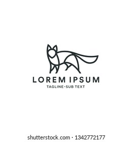 A simple outlined abstract fox logo flat color, suitable for branding, company logo