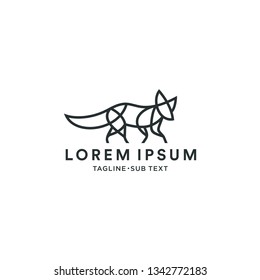 A simple outlined abstract fox logo flat color, suitable for branding, company logo