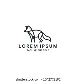 A simple outlined abstract fox logo flat color, suitable for branding, company logo