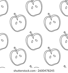 Simple outlined apple pattern on white background for design and decor projects