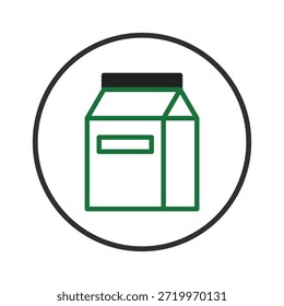 Un diseño simple y delineado presenta un icono de cartón en verde y negro, sobre un fondo blanco. Su estilo minimalista y líneas limpias sugieren frescura y pureza, ideal para representaciones de