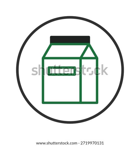 A simple, outlined design features a carton icon in green and black, set against a white background. Its minimalist style and clean lines suggest freshness and purity, ideal for representations of