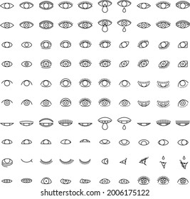 Conjunto de iconos de ojos con un esquema simple
