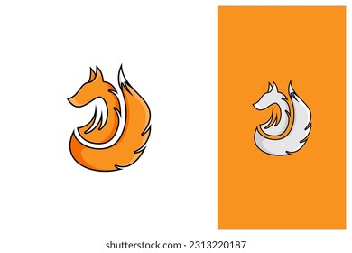 simple outlined fox logo design in cartoon style