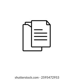 Simple outlined graphic depicting a stack of papers for illustrating documents and file concepts.