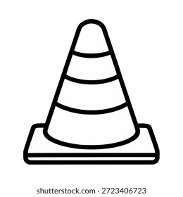 Um simples ícone com contorno de um cone de trânsito ou de uma barreira rodoviária.