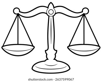 Simple outlined illustration of a justice scale depicting legal and fairness concepts