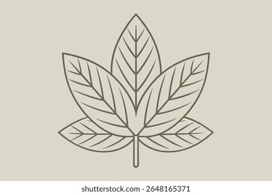 Simple outlined leaf design with transparent background for versatile applications