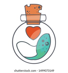 Simple outlined and linear bottle with decorative heart inside. Logo for your designs, poster, tshirt print and sticker, invitation card, website bottom or instagram storie pictogramm.
