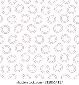 Simple outlined red blood cells, erythrocytes vector seamless pattern background for blood donation, medical and healthcare design.

