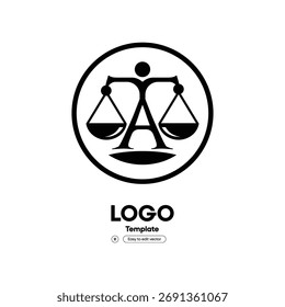 Escala simple delineada de la justicia Forma Abstractas Firma de abogados Logo