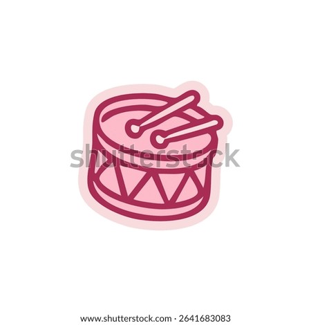Simple, outlined, stylized drum sticker