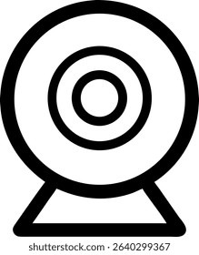 A simple, outlined web camera icon in black and white. Suitable for user interfaces, websites, and application designs.